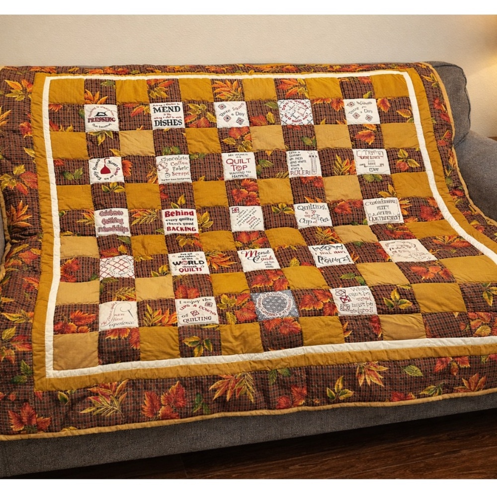 Nwot handmade quilter’s phrases Patchwork Autumn Quilt